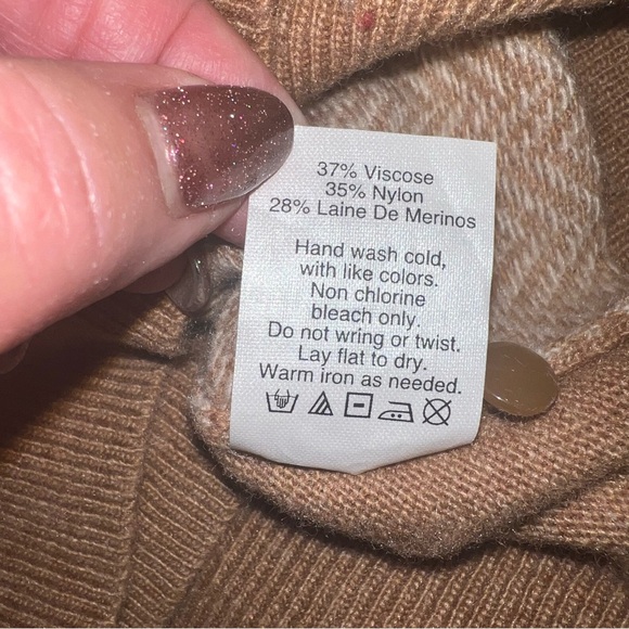 J. Crew Factory Herringbone Peter Pan Collar Sweater in Camel Brown Sz XS - Picture 8 of 12